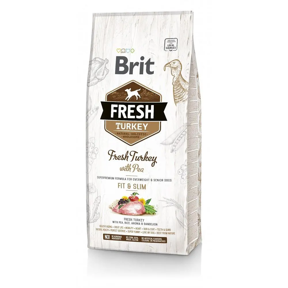 Сухой корм Brit Fresh Turkey/Pea Light Fit & Slim Adult 12 кг для пожилых собак всех пород - фото 2