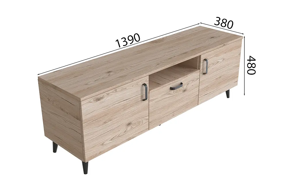 Тумба Лестер на конусных ножках Ferrum-decor 48x139x38 Черный металл ДСП Дуб Сан-Марино 16 мм (FRD-106806) - фото 3