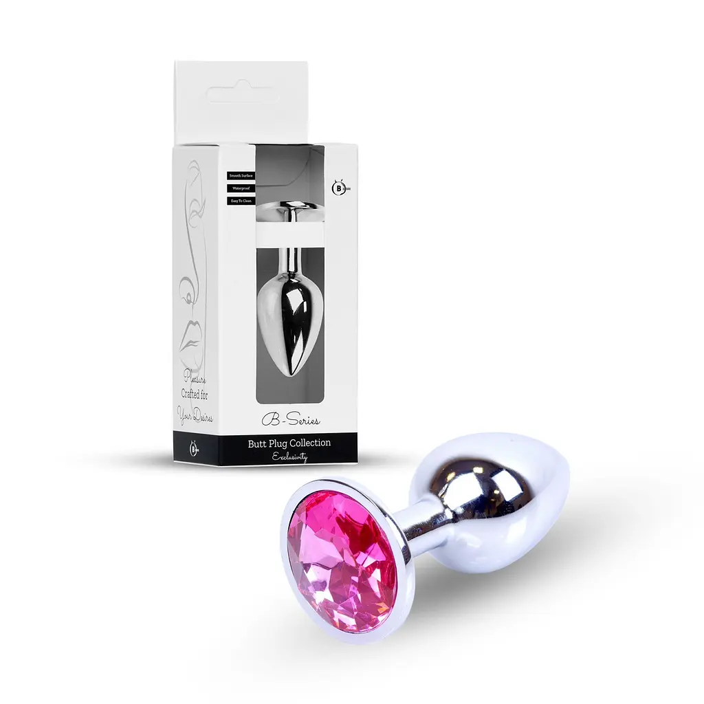 Анальна пробка із кристалом B-Series Jewellery Silver Plug Pink, 7х2.7 см, фуксія - фото 7