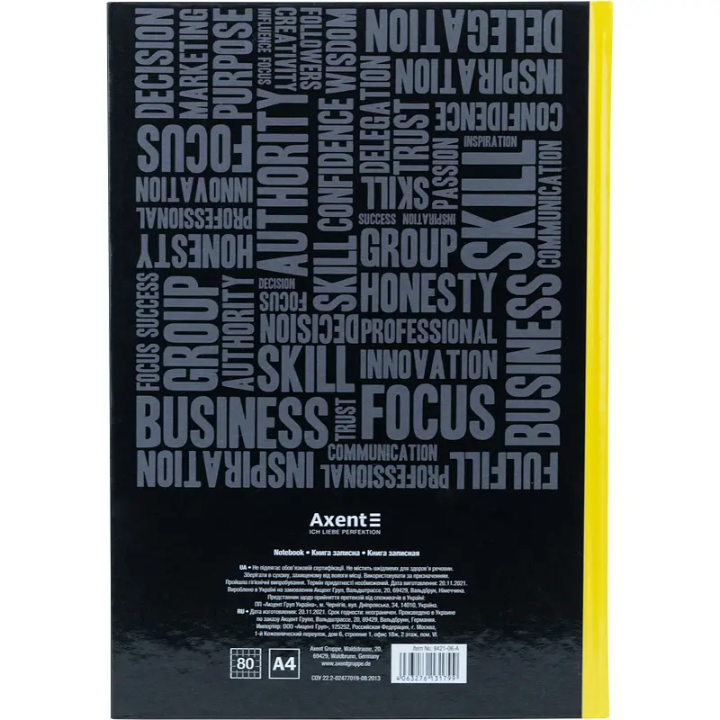 Книга записна Axent Colors A4 в клітинку 80 аркушів жовта (8421-06-A) - фото 3