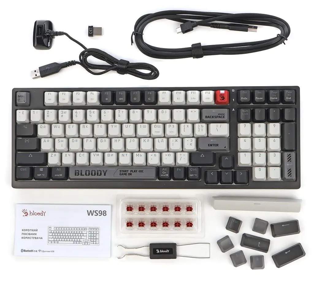 Клавіатура Bloody A4Tech WS98 Grey White (WS98 (Grey)) - фото 8