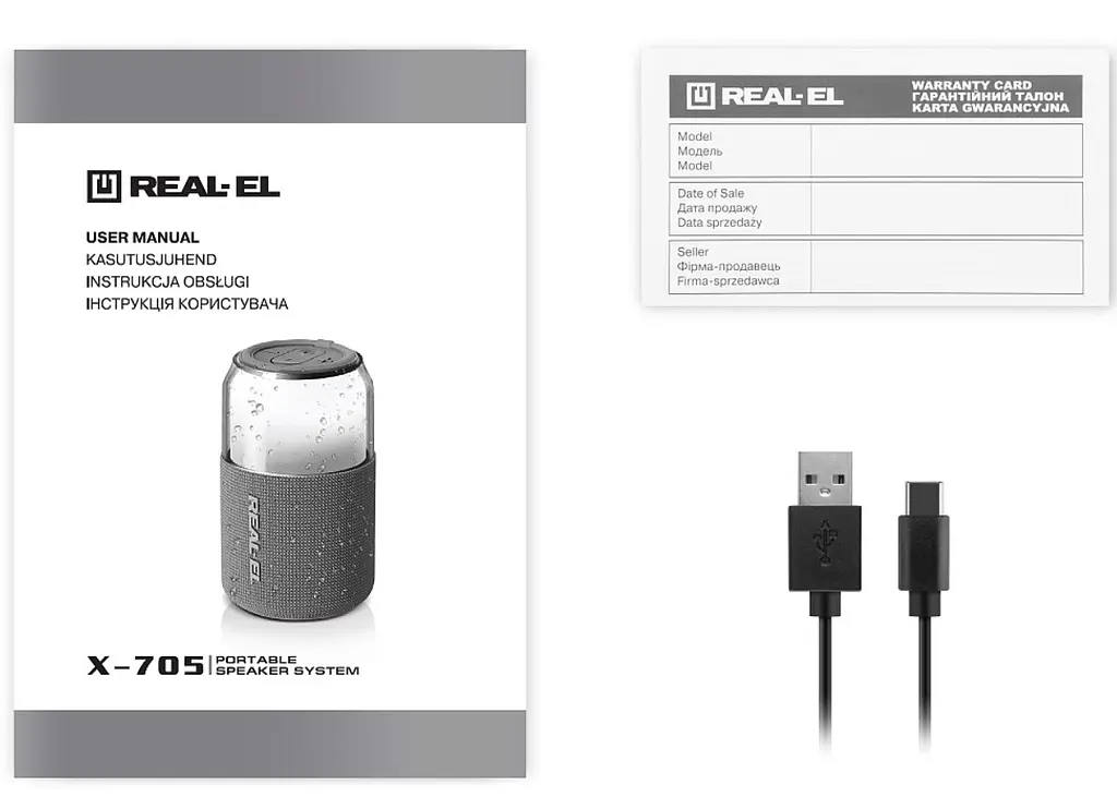 Портативная колонка REAL-EL X705 5W Bluetooth TWS, RGB, Black - фото 16