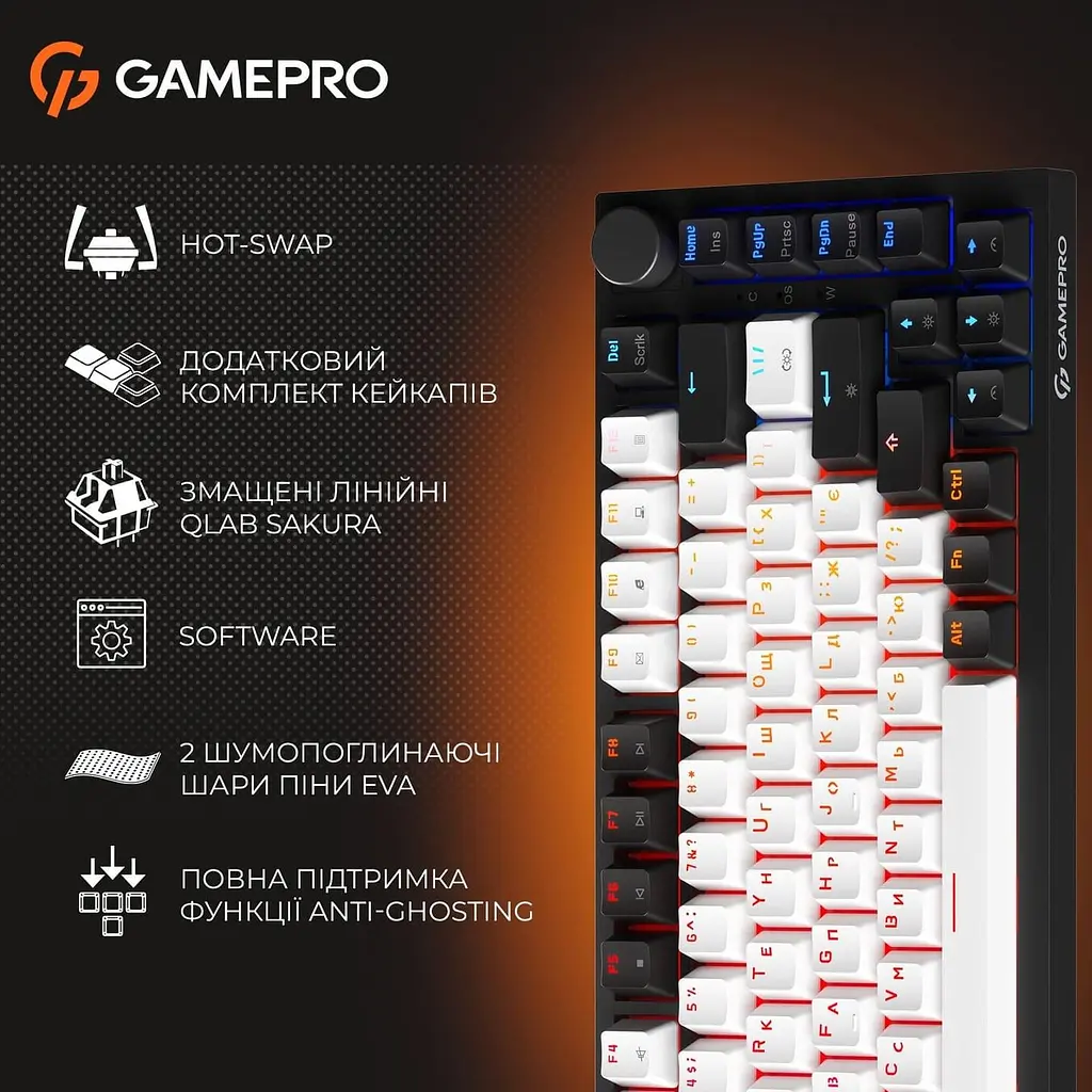 Клавіатура GamePro MK160 V2 Warden QLAB Sakura Black (MK160-V2-B-QS) - фото 12