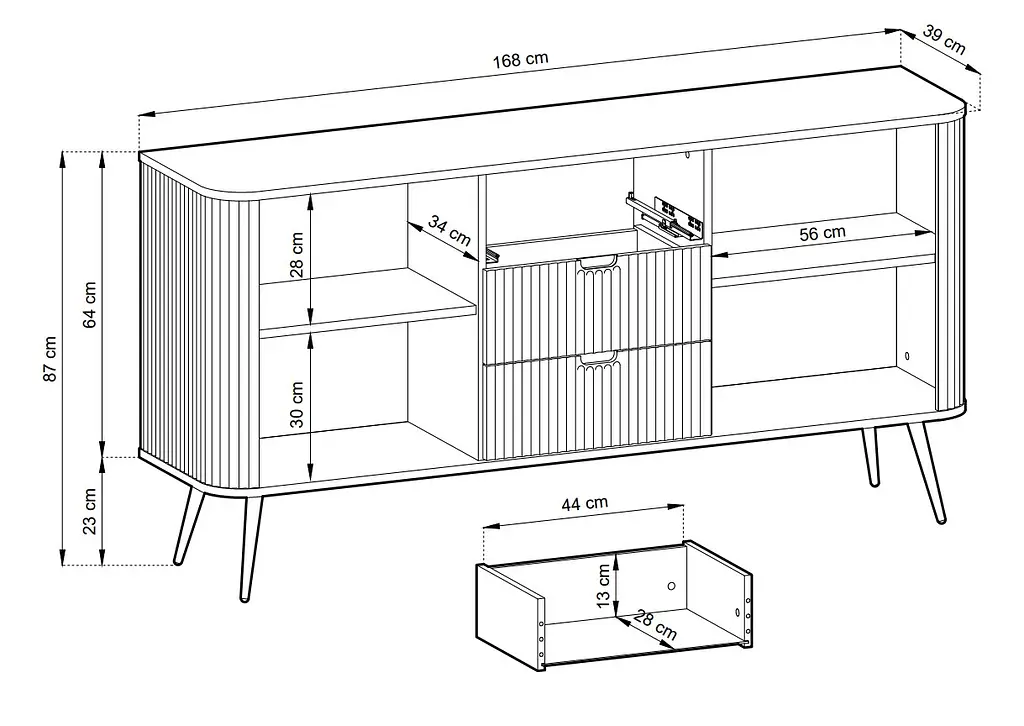 Комод Perfect Home Зова/Zova 2-дверный с 3 ящиками и золотыми ножками KSZ168 Белый (PFH-091280) - фото 3