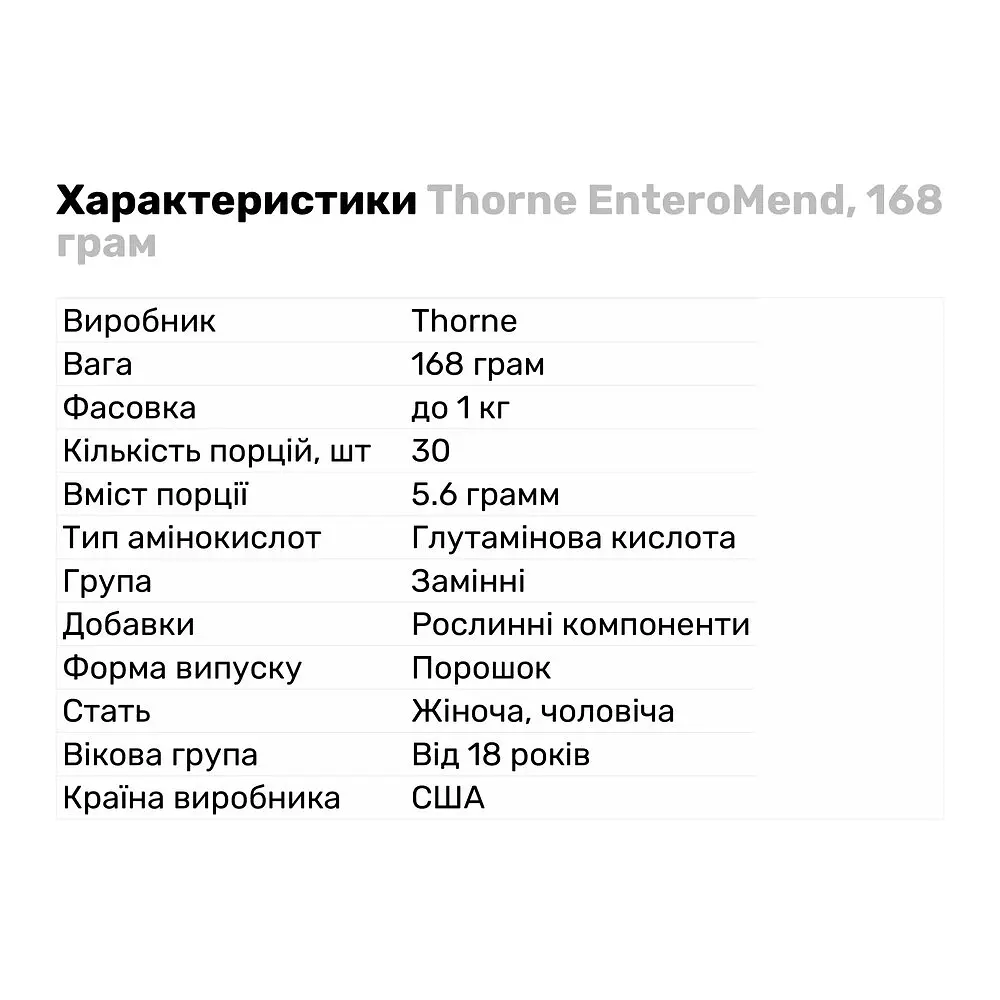 Амінокислота Thorne EnteroMend Апельсин-ваніль 168 г - фото 2