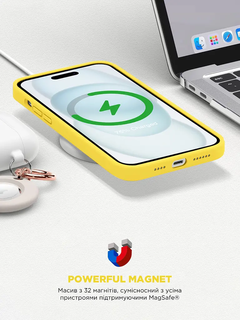 Силиконовый чехол с MagSafe для Apple iPhone 15, ICON2 MagCase, желтый, противоударный, панель с мягкой подкладкой, защита всего корпуса, поддержка беспроводной зарядки, совместим с защитными стеклами и пленками, ArmorStandart (ARM77011) - фото 9