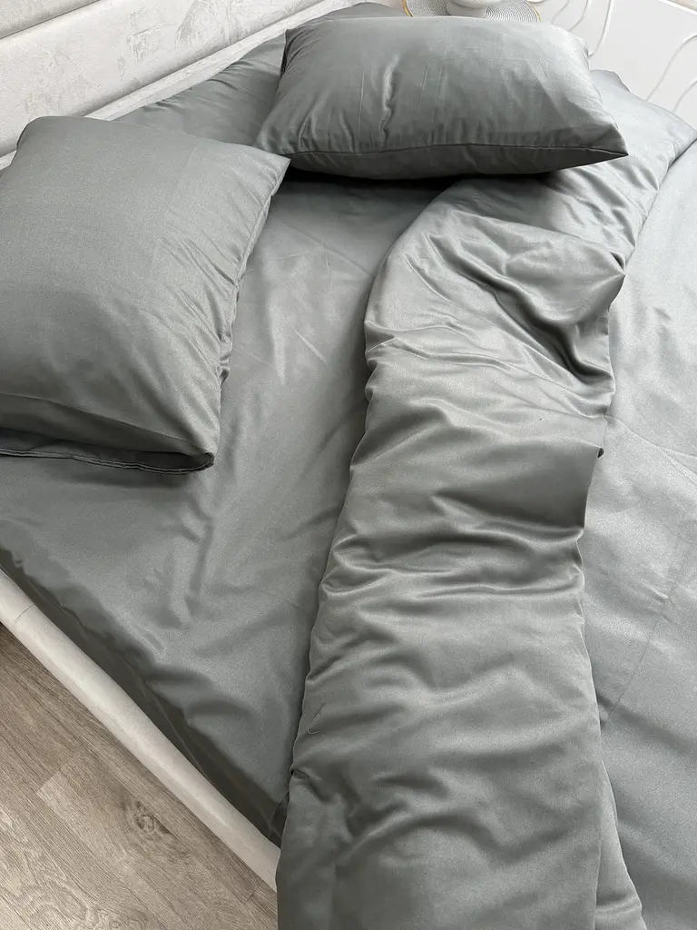 Комплект постільної білизни Ecotton полуторний 150х215 см однотонний сірий Nid Grey (25192\1.5) - фото 5