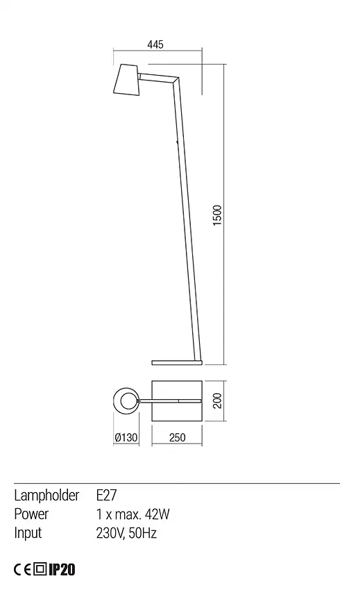 Торшер Redo MINGO LAMP 1X42W E27 WHITE (4.1.1) 01-1556 - фото 3