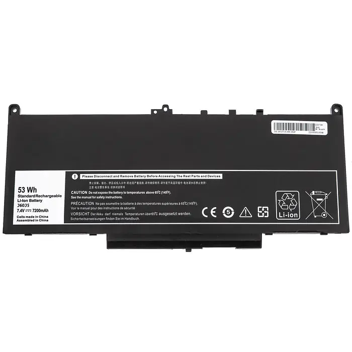Батарея для ноутбука Dell J60J5 (Latitude E7270 E7470 MC34Y 1W2Y2) 7.4V 7200mAh 53Wh Чорний - фото 2