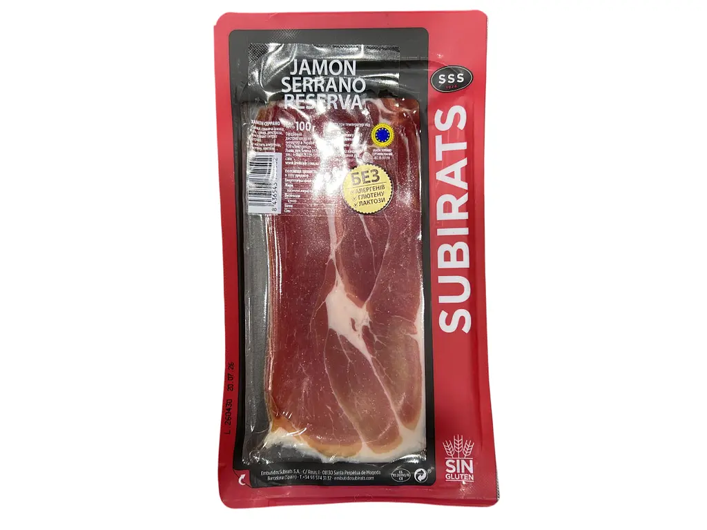 Хамон Subirats Jamon Serrano GAS нарезанный 100 г (8436543752502)