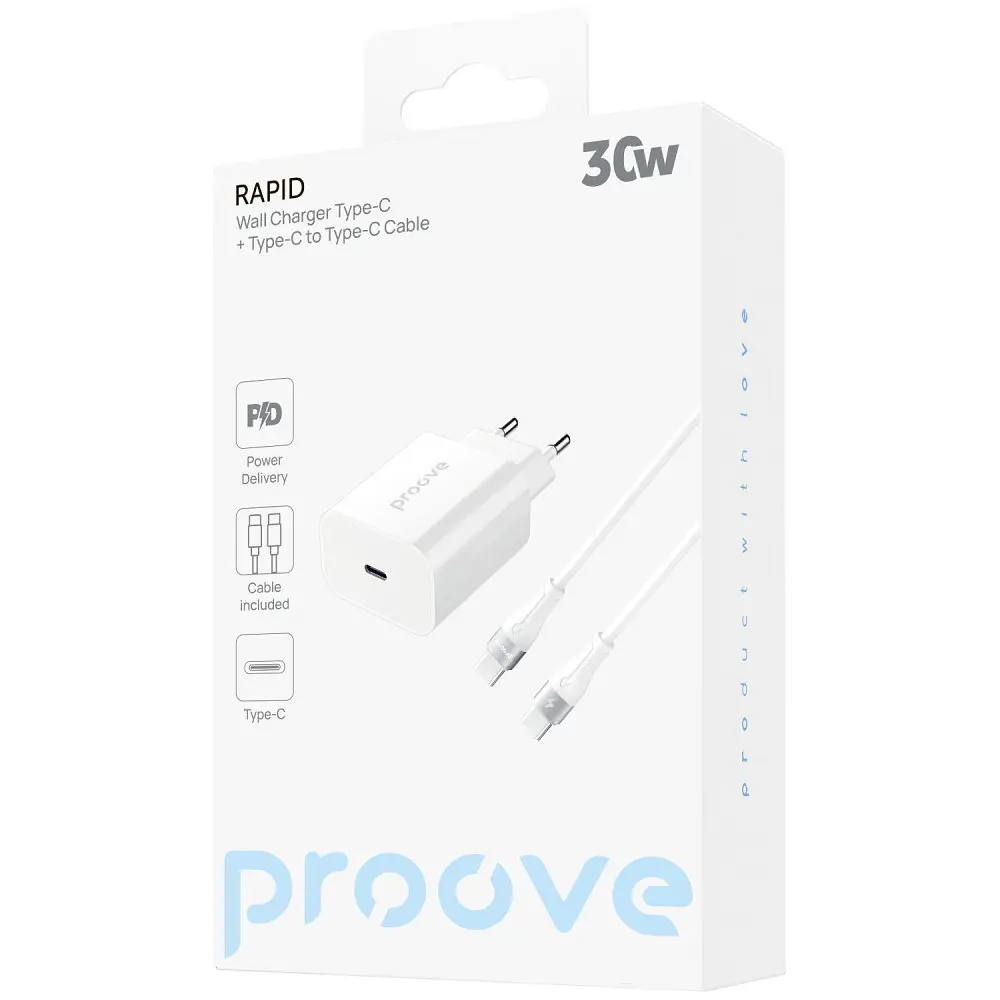 МЗП Proove Rapid 30W (Type-C) + Кабель Type-C to Type-C - фото 2