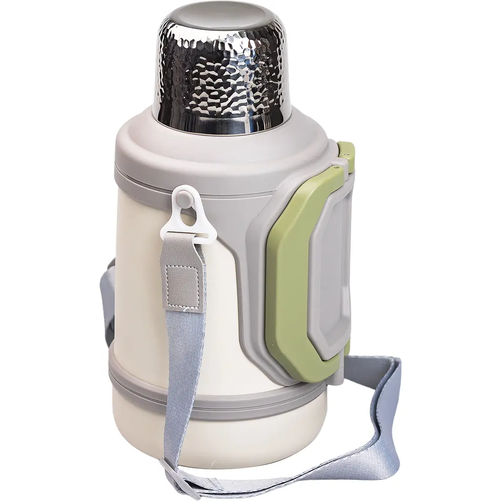 Термос для туризму Vacuum Cup 1,5 л з фліп кришкою та складаними ручками, сірий Yiwu HP-14-21V - фото 6