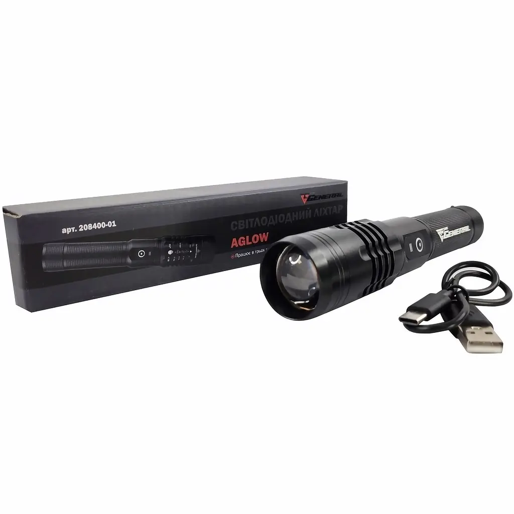 Ліхтарик акумуляторний TheGeneral Aglow 1800mAh 10W чорний - фото 2