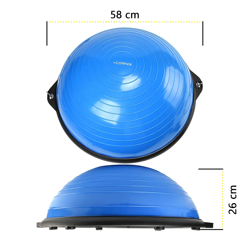Балансувальна платформа (півсфера) Cornix Bosu Ball 58 см з еспандерами Blue XR-0457 - фото 2