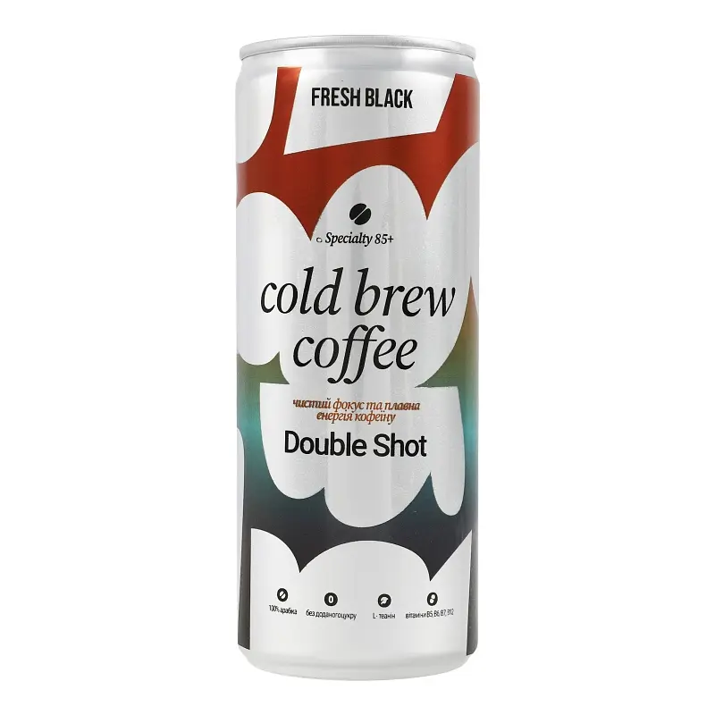 Напій кавовий холодного настоювання з L-теаніном Double shot Fresh Black з/б 250 мл - фото 2
