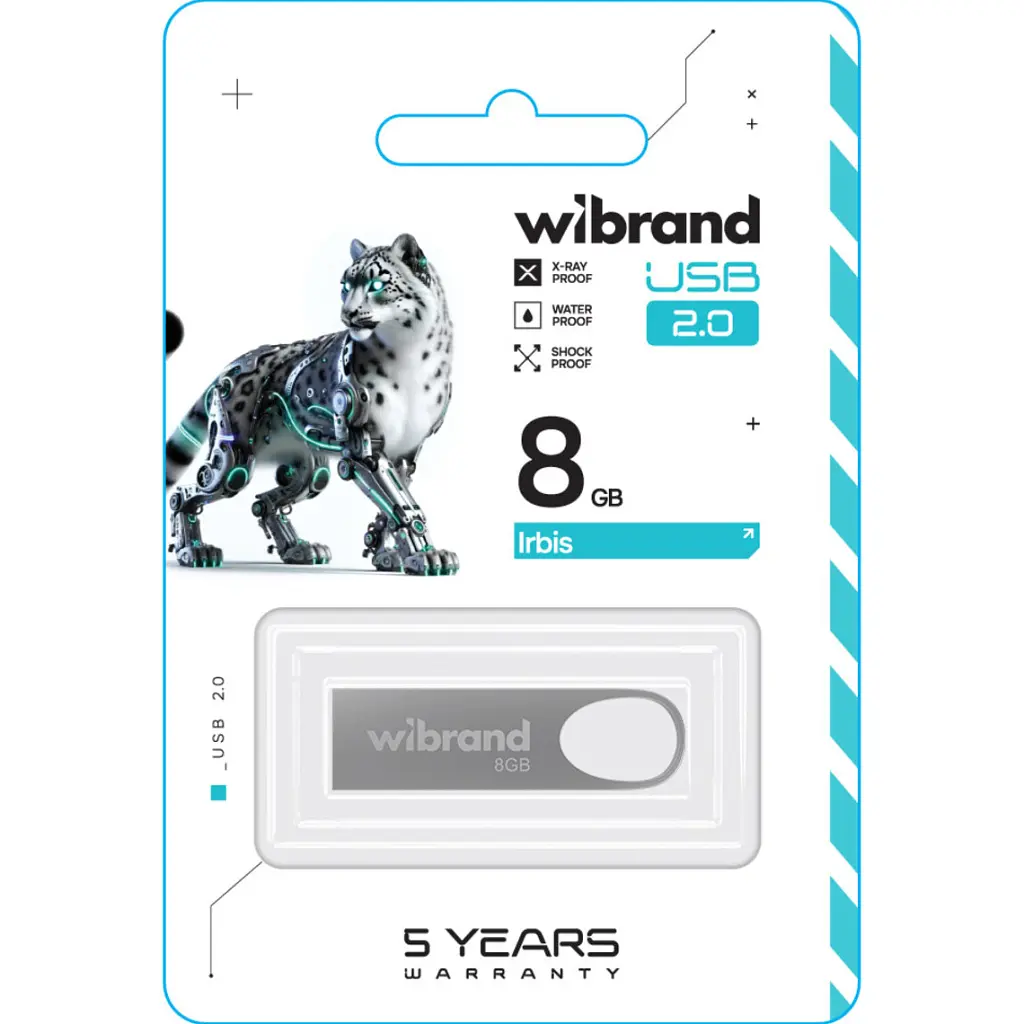 USB флеш накопичувач Wibrand 8GB Irbis Silver USB 2.0 (WI2.0/IR8U3S) - фото 2