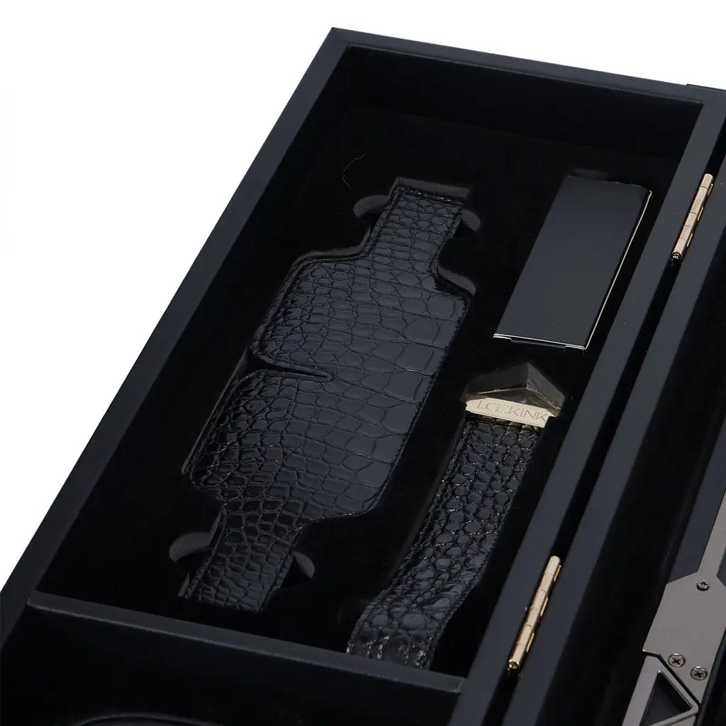 БДСМ-набір LOCKINK All-in-1 BDSM Play Kit, чорний, шкіра з тисненням, предмети для бондажу, шибарі, ваксплею - фото 4