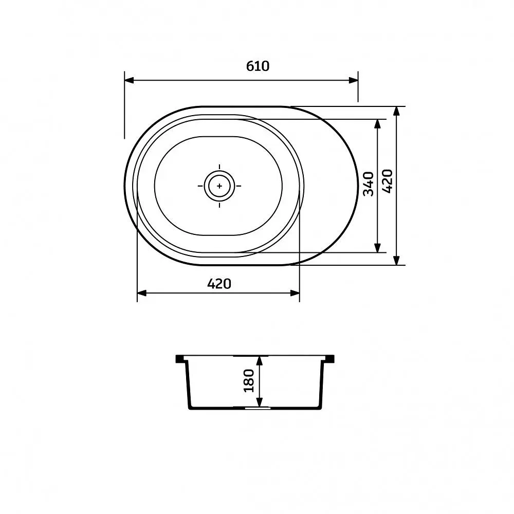 Кухонна мийка Adamant OVALE mokko 610x420x180 мм, з крилом 61 см - фото 4