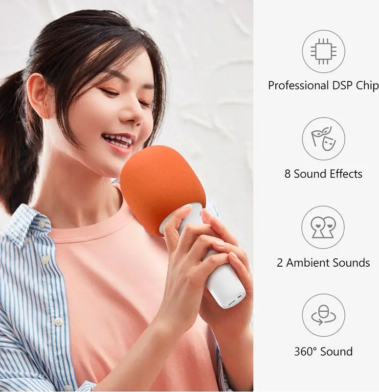 Микрофон с караоке Xiaomi Yhemi Lite Powdery Orange [YMMKF007] [89097] - фото 2