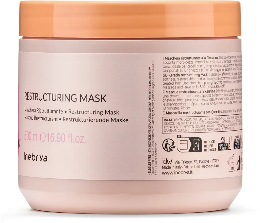 Маска восстанавливающая Inebrya Keratin Restructuring Mask с кератином 500 мл - фото 4