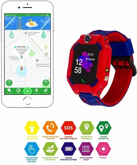 Дитячі розумні смарт годинник Q19 з камерою прослуховуванням Sim-картою Red Blue (16111) - фото 5