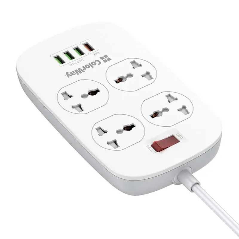 Фильтр питания ColorWay 4 розетки, 4 USB (1QC3.0+3 AUTO ID), 1.8 м, белый (CW-CHU44QW) - фото 3
