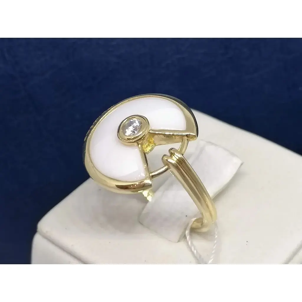 Золоте кільце Столична Ювелірна Фабрика з оніксом і фіанітом. 153679ЖОБ 18,5 - фото 2