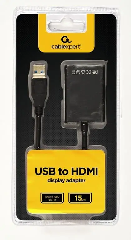 Переходник Cablexpert USB3.0-HDMI, 0,15 м, черный (A-USB3-HDMI-02) - фото 3