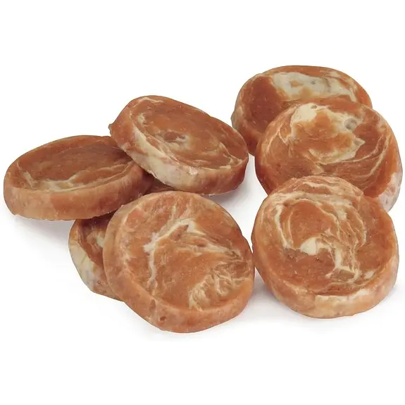 Лакомство для собак Camon Treats & Snacks монеты из курицы, трески и сыромятой кожи 2.5 см 100 г - фото 2