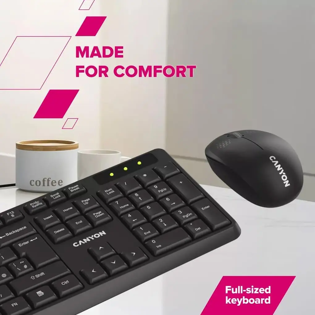 Комплект (Клавіатура та миша) CANYON SET-W01 Keyboard+Mouse Wireless Black - фото 10