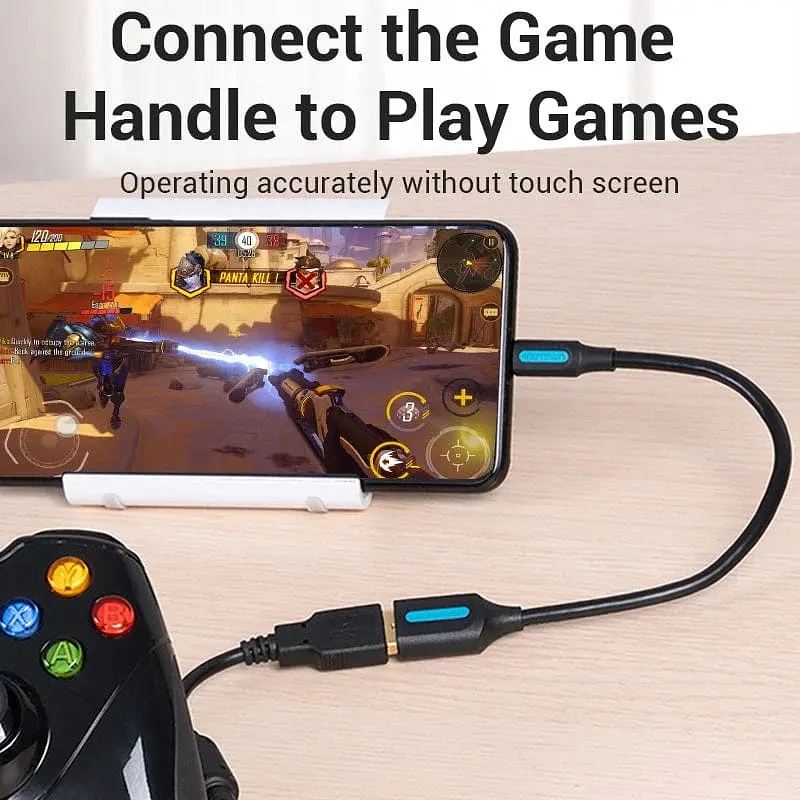 Переходник USB 2.0 Micro BM --> USB AF (OTG) 0.15 м, PVC Vention черный - фото 6