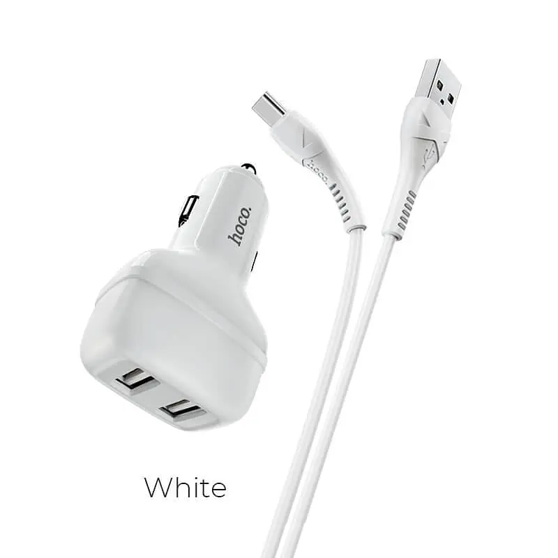 Адаптер автомобільний HOCO Type-C Cable Leader Z36 2USB, 2.4A