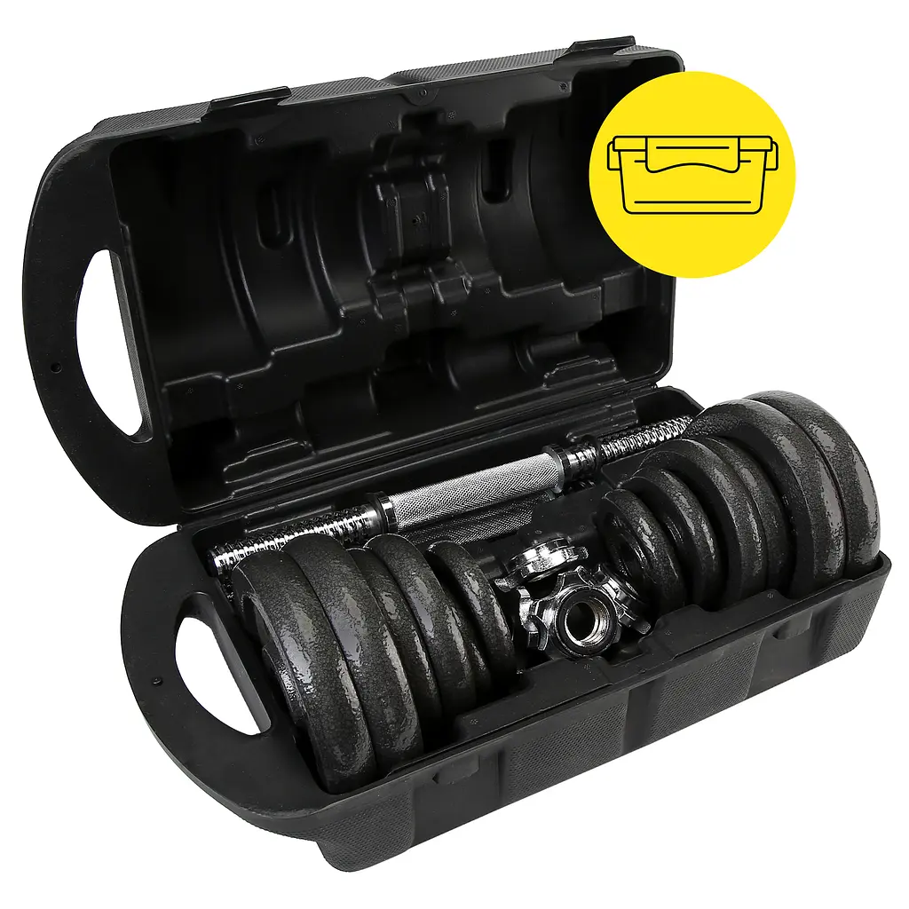 Гантелі металеві Cornix 2 x 10 кг набірні, в кейсі Black XR-0441 - фото 9