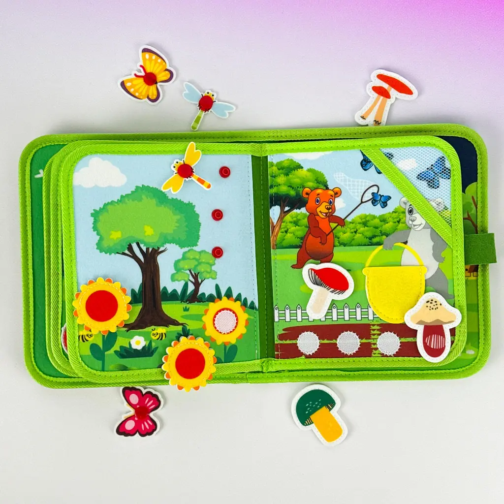 Бізібук сортер дитячий для розвитку малюка за методом Монтессорі логічна фетрова книга Світ тварин 10 сторінок - фото 7