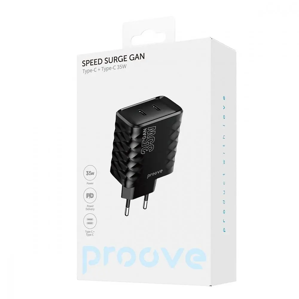 Зарядний пристрій Proove Speed Surge GaN 35W Type-C + Type-C Black (WCSS30020001) - фото 2