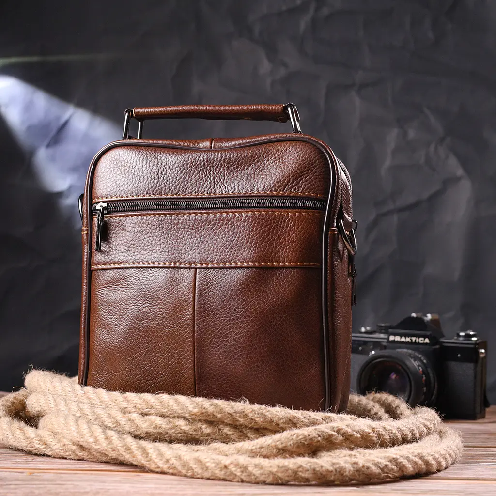 Кожаная сумка мужская Vintage 20х23х7 см sum0022396 - фото 7