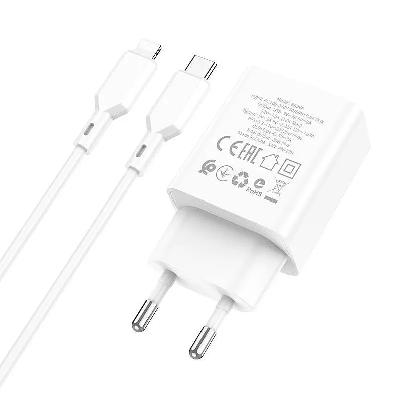 Адаптер BOROFONE Type-C to Lightning Resource BA69A 20w  - фото 4