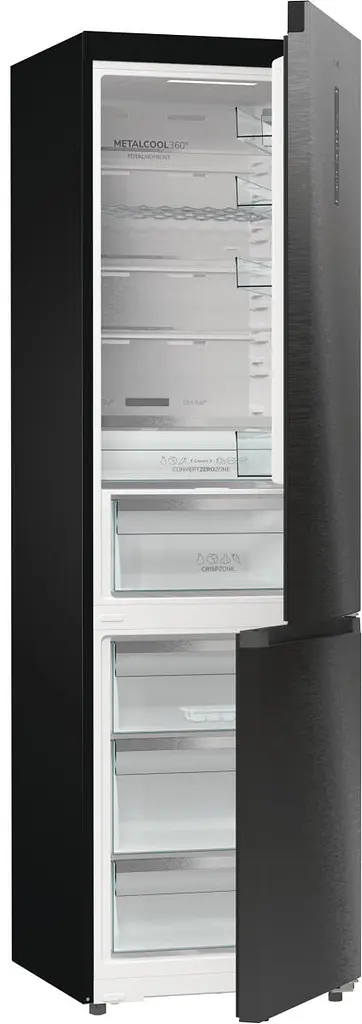 Холодильник Gorenje з нижн. мороз. камерою, 203х66х60см, 2 двері, 257(121) л, А+, Total NF, Зона св-ті, Інвертор, Зовн. Дисп, Wi-Fi, Чорний - фото 9