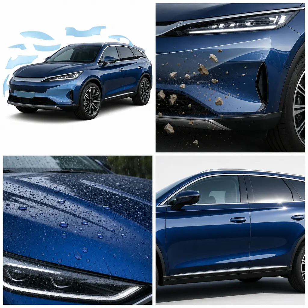 Антигравійна захисна бронеплівка за лекалами для BYD Tang III 2023- передня частина авто (капот бампер крила)) - фото 3
