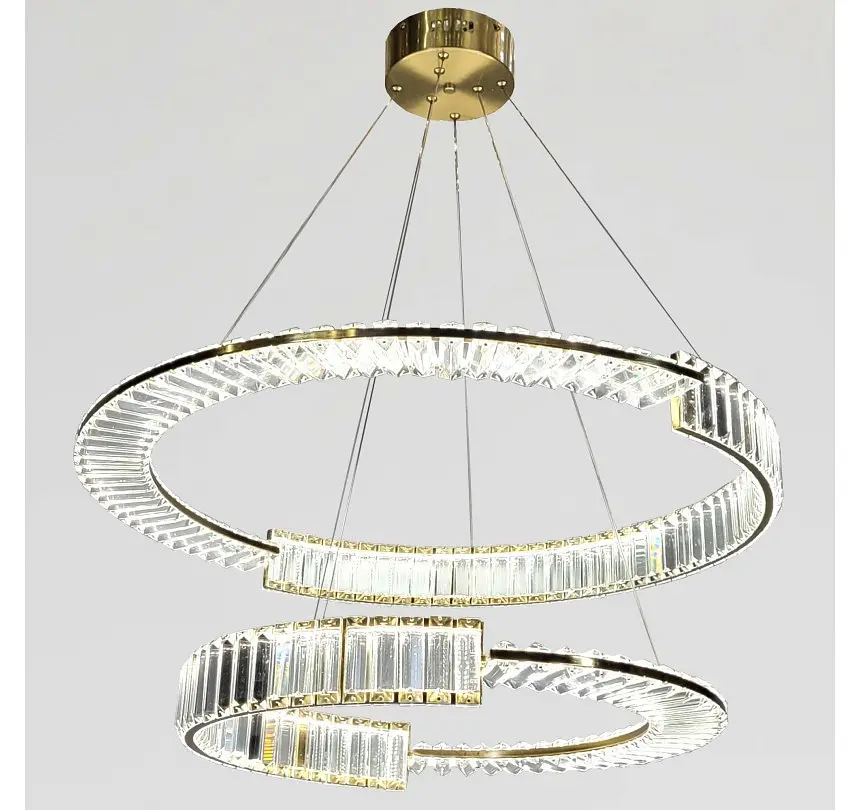 Підвісна LED-люстра Artlight 561/80+60 із двома кришталевими кільцями, латунь, 165 Вт, від 20-30 м² - фото 3