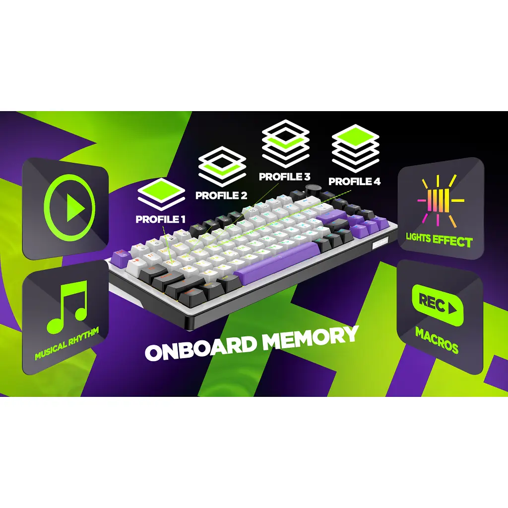 Клавіатура Hator Hellyberry HK75 Mechanical Linear RGB Wireless/Bluetooth/USB UA White/Violet (HK75_wireless) - фото 2