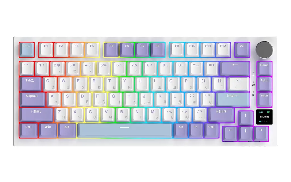 Беспроводная клавиатура Ajazz AK820 Pro Flying Fish Switch Purple RGB With Screen (AK820PRO-FF-PWB) - фото 2