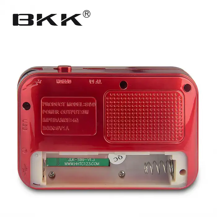 Радіоприймач з FM USB MicroSD BKK S99 радіо на акумуляторі 18650 Червоний - фото 3