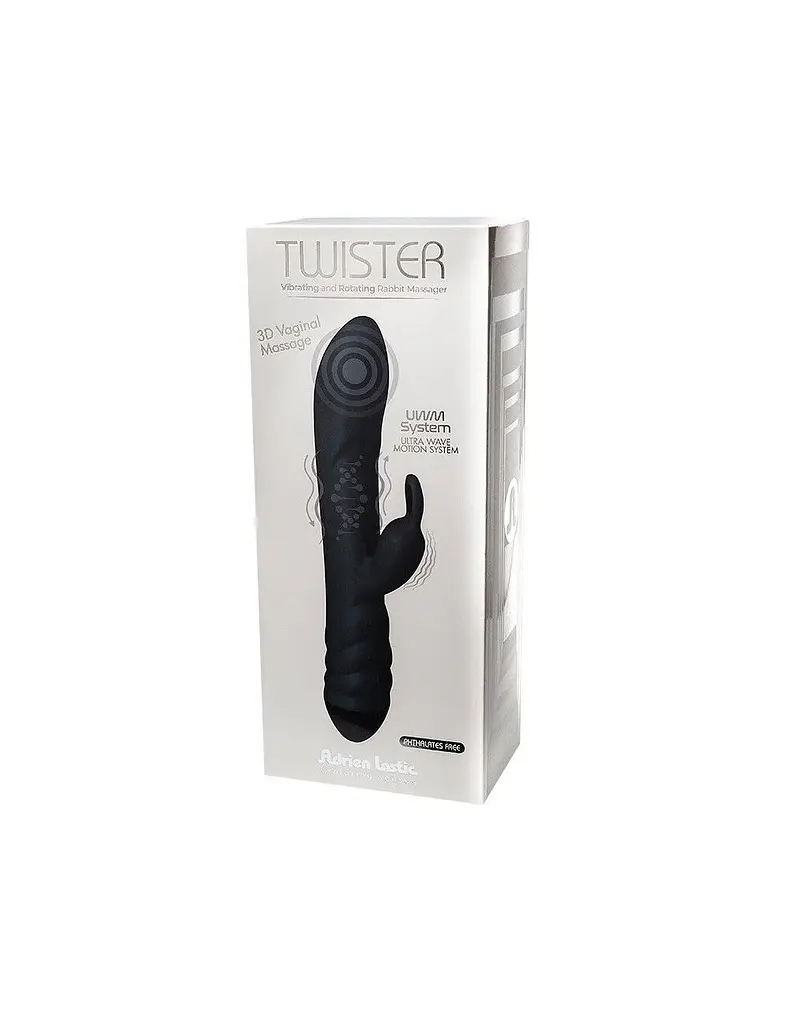 Вибратор Adrien Lastic Twister кролик, 23х4 см чёрный - фото 4