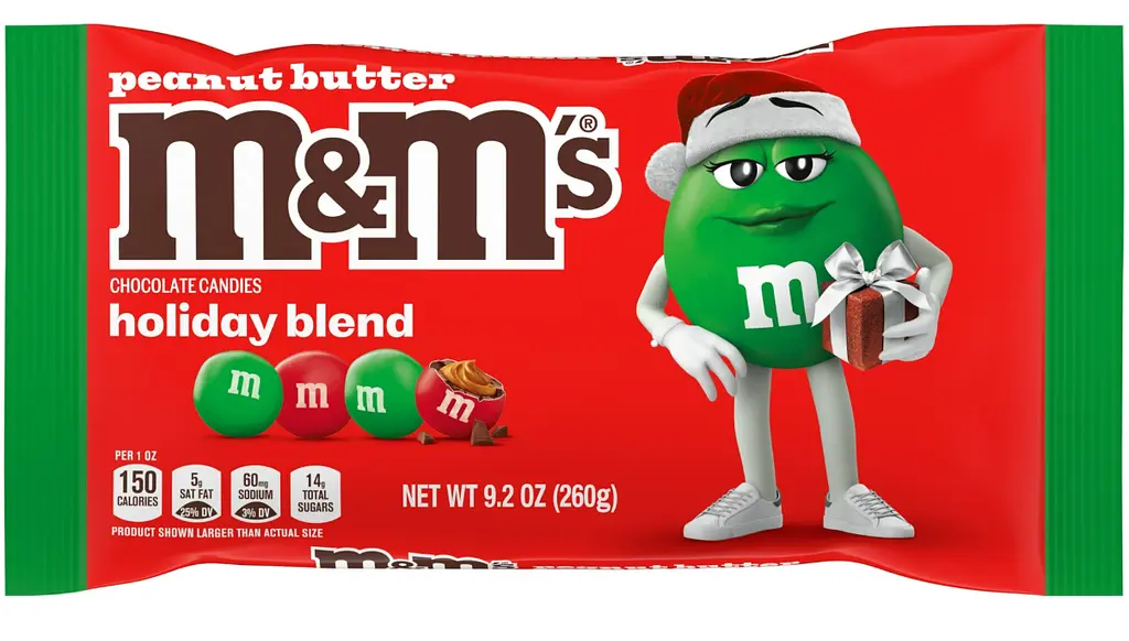 Драже M&M's Peanut Butter Milk Chocolate Red & Green Christmas Candy 260 г