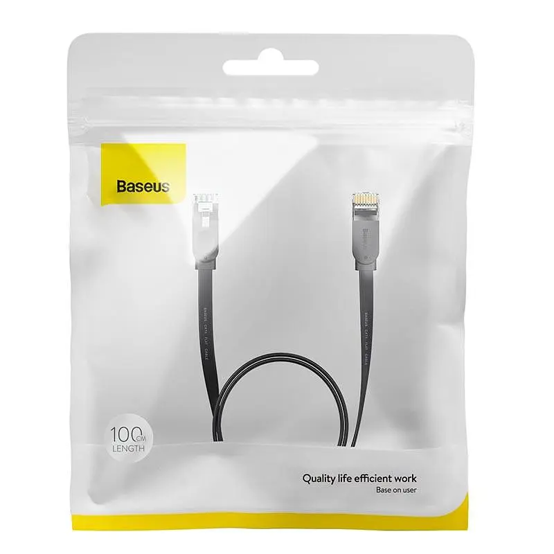 Кабель Baseus high Speed Six types of RJ45 Gigabit network cable (flat cable) 1 метр чорний - фото 4