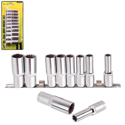Набір головок високих Alloid 1/2" на планці (10, 11, 12, 13, 14, 17, 19, 21, 22, 24 мм) 11 шт 12 гр (НГП-4011-12) - фото 4