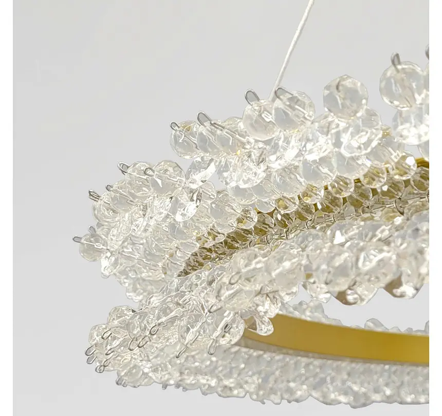 Кругла підвісна люстра світлодіодна Artlight 2055/600GD золотий сатин з декоративним кільцем 28W - фото 4
