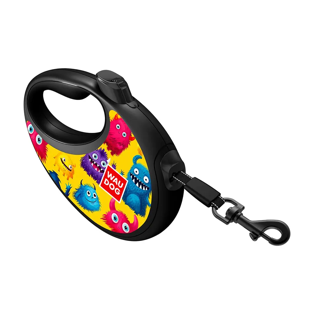 Повідець для собак WAUDOG R-leash з контейнером для пакетів "Мохнаті монстри", світловідбивна стрічка, M (256-4050) - фото 4