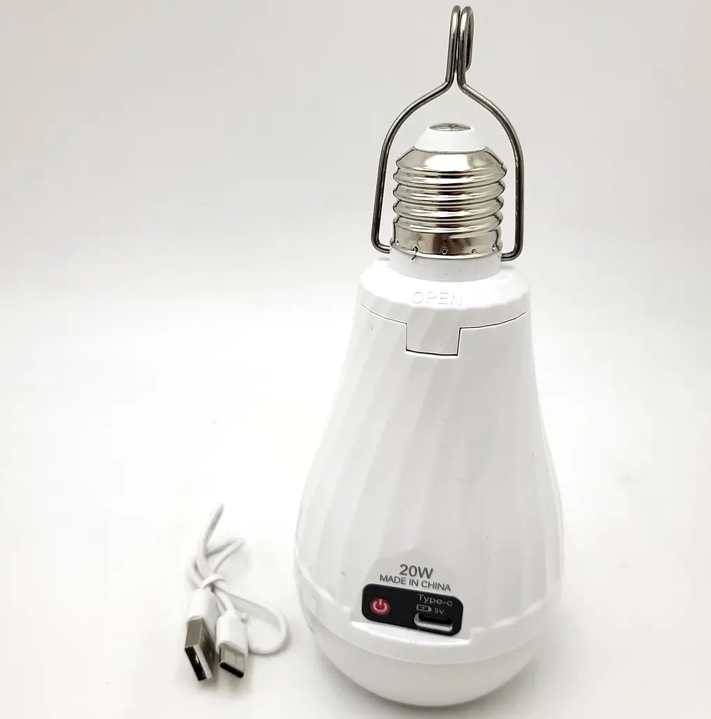 Світлодіодна LED-лампа 20 W акумуляторна з ліхтарем (знімні 2 × 18650) - фото 2
